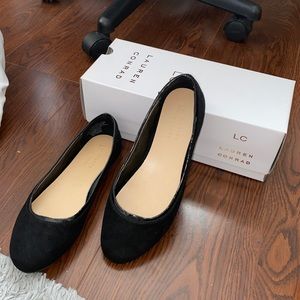 Lauren Conrad Black Sheen Flats
